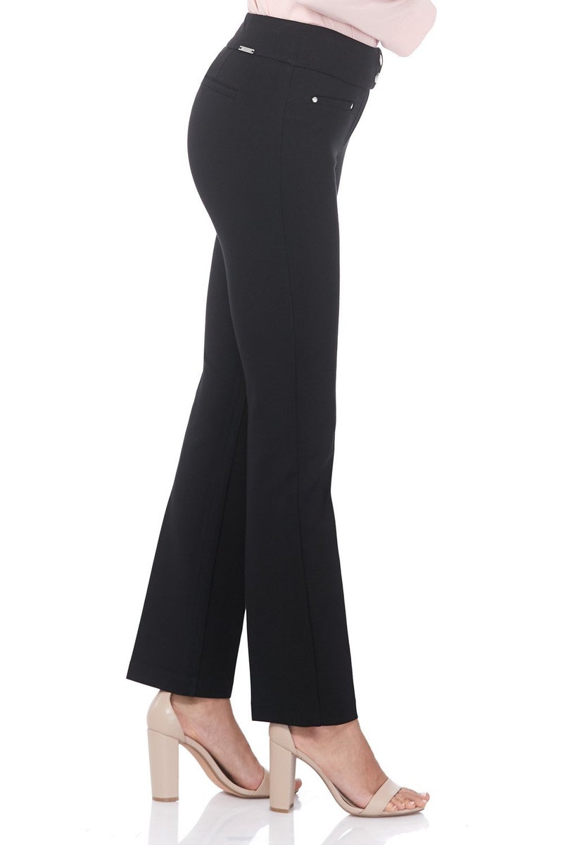 Rekucci Women's Secret Figure Pull-On Knit Straight Pant w/Tummy Control (12 Short, Black) - Image 2
